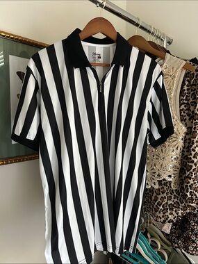 Worn once Murray L Black and White Striped Men's Jersey referee